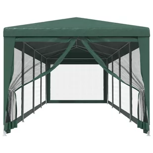Namiot imprezowy z 10 ścianami z siatki, zielony, 3x12 m, HDPE - Pawilony ogrodowe - miniaturka - grafika 4