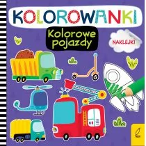 Wydawnictwo Wilga Kolorowanki z naklejkami. Kolorowe pojazdy - Kolorowanki, wyklejanki - miniaturka - grafika 1