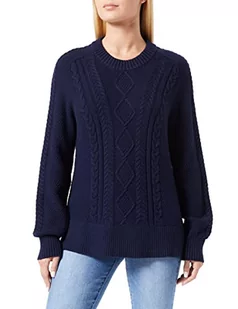 GANT Damski sweter D2. Cable z dekoltem w serek, niebieski (Evening Blue), S - Swetry damskie - miniaturka - grafika 1