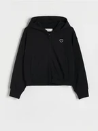 Bluzki dla dziewczynek - Reserved - Bluza z kapturem - czarny - miniaturka - grafika 1