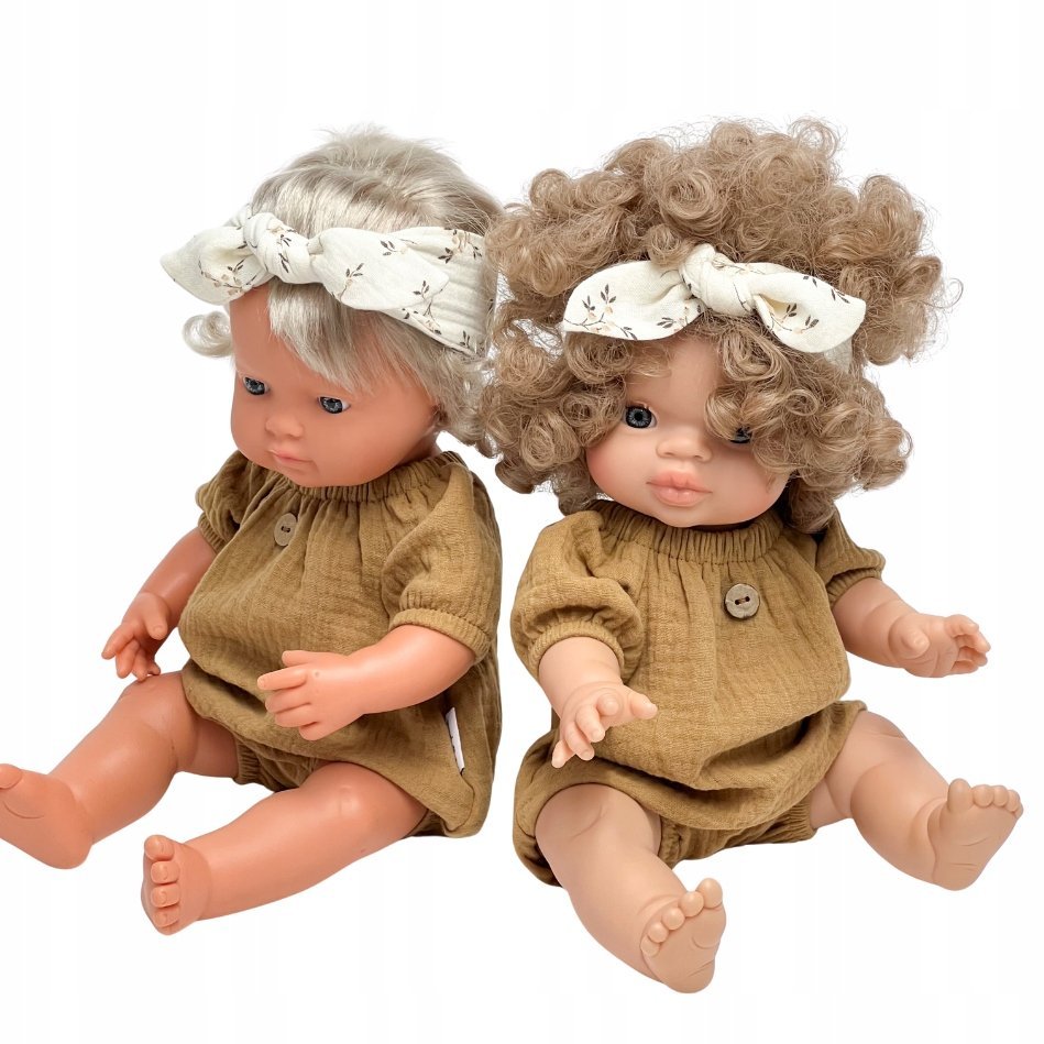 Kombinezon toffe i opaska dla lalki Miniland 38 cm i Minikane 34 cm