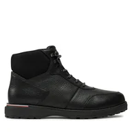 Botki męskie - Trzewiki Tommy Hilfiger Corporate Warm Outdoor Lth Boot FM0FM05148 Czarny - miniaturka - grafika 1