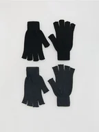Czapki męskie - Reserved - Rękawiczki mitenki 2 pack - czarny - miniaturka - grafika 1