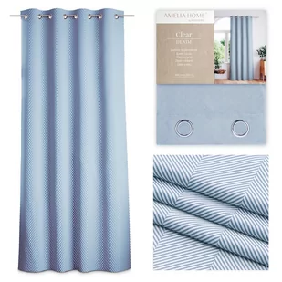 Zasłona CLEAR kolor granatowy drukowany motyw boho styl klasyczny srebrne przelotki przelotki srebrne velvet 140x250 ameliahome - Zasłony - miniaturka - grafika 1