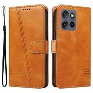 Portfele - Dla Motorola Edge 50 Neo 5G Etui Portfel z klapką T-Shape Lines Skórzany pokrowiec na telefon - żółty Wielobarwny Yellow - miniaturka - grafika 1