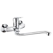 Baterie umywalkowe - Deante Bateria BMO 056M BORO CHROM UMYWALKOWA ŚCIENNA Z WYDŁUŻONĄ WYLEWKĄ I PODŁ NA WĄŻ - miniaturka - grafika 1