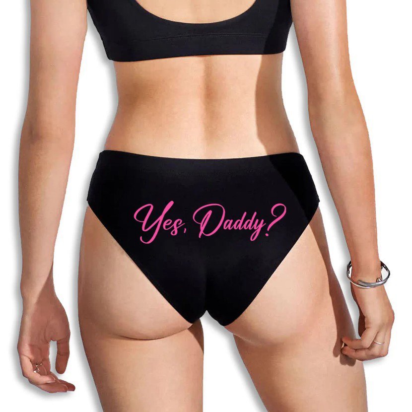 FIGI DAMSKIE Czarne Na Prezent Walentynki Rocznicę Dla Niej YES DADDY? - M