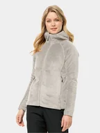 Odzież trekkingowa damska - Jack Wolfskin Polar Rotwand Hooded Fz 1710742 Szary Regular Fit - miniaturka - grafika 1