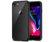 Etui i futerały do telefonów - Spigen Etui Ultra Hybrid 2 Apple iPhone 7/8/SE 2020 Black + Szkło Alogy uniwersalny - miniaturka - grafika 1