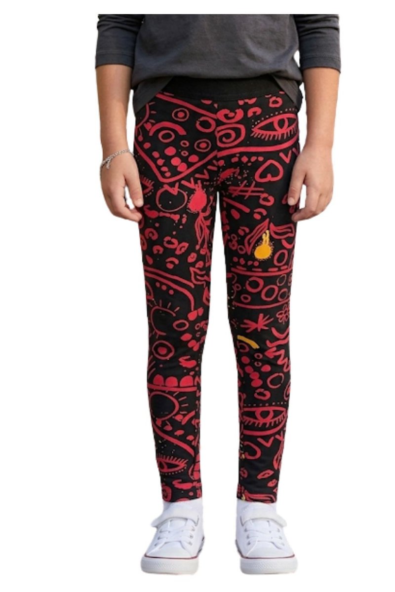 Legginsy dziewczęce Desigual Clementina czarne z nadrukiem -134