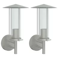 Lampy ogrodowe - vidaXL Kinkiety zewnętrzne, 2 szt. srebrne, stal nierdzewna - miniaturka - grafika 1