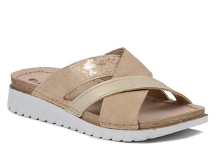 Klapki damskie beżowe Inblu CN-45 na lato na niskim koturnie wygodne-36 - Klapki i japonki damskie - miniaturka - grafika 1