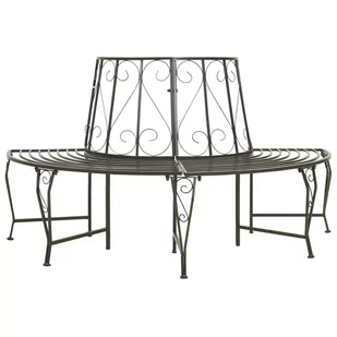 vidaXL Ogrodowa, półokrągła ławka pod drzewo, 160 cm, stalowa - Ławki ogrodowe - miniaturka - grafika 1