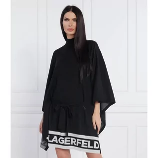 Swetry damskie - Karl Lagerfeld Ponczo | Relaxed fit | z dodatkiem wełny - grafika 1