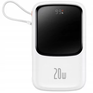 Baseus Qpow power bank 10000mAh wbudowany kabel Lightning 20W Quick Charge SCP AFC FCP biały PPQD020002 - Powerbanki - miniaturka - grafika 1