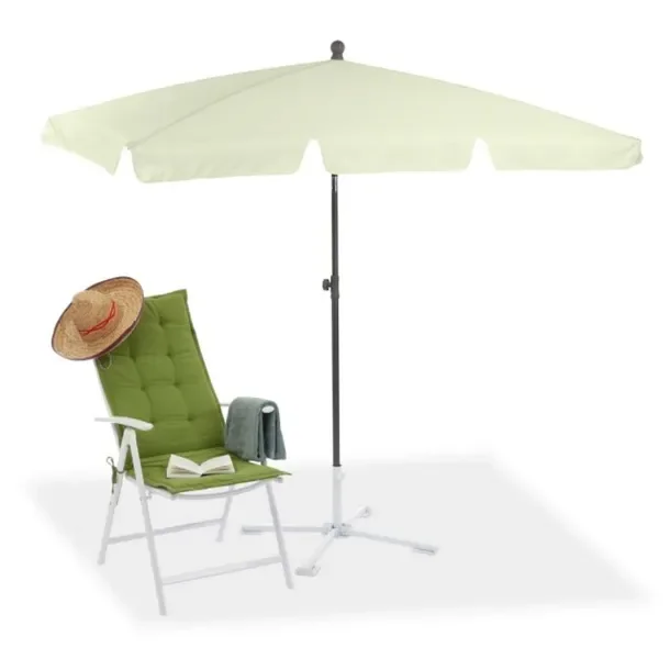 Relaxdays Parasol Ogrodowy Prostokątny Z Regulacją Biały 235 Cm Długości