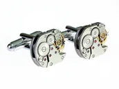 Spinki do mankietów i krawatów - Drobiny Czasu, Spinki do mankietów, Squares I - mechanizm zegarka - miniaturka - grafika 1