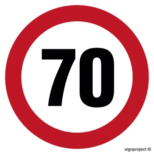 SA004 OGRANICZENIE PRĘDKOŚCI 70, FO - FOLIA ODBLASKOWA; (300X300MM) - Systemy ekspozycyjne i znaki informacyjne - miniaturka - grafika 1