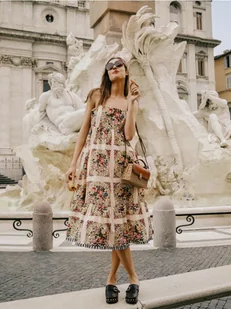 Reserved - Wzorzysta sukienka na ramiączkach - wielobarwny - Sukienki - miniaturka - grafika 1