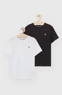 Koszulki dla dziewczynek - Calvin Klein Jeans T-shirt bawełniany dziecięcy (2-pack) kolor czarny gładki - miniaturka - grafika 1