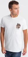 Koszulki męskie - Ombre T-shirt męski bawełniany z nadrukiem na klatce piersiowej - biały V3 OM-TSPT-0167 XXL - miniaturka - grafika 1