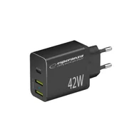 Ładowarki do telefonów - EZC106K Esperanza ładowarka sieciowa 42w usb-c pd 30w / 2x usb-a 12w - miniaturka - grafika 1