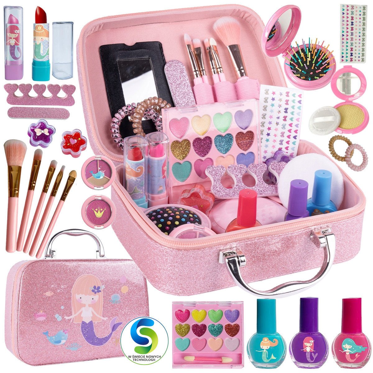 KUFEREK KOSMETYKÓW DO MALOWANIA MAKIJAŻU MAKEUP dzieci MANICURE + prezent