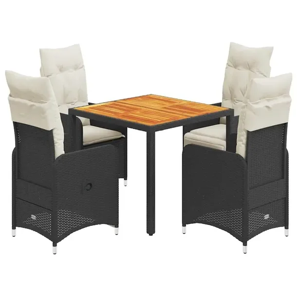 Zestaw Bistro Ogrodowy z Rattanu PE, Stół 90x90x75 cm, Krzesła 54,5x58,5