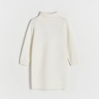 Swetry dla dziewczynek - Reserved - Dzianinowa sukienka z golfem - Kremowy - grafika 1
