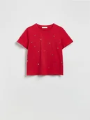 Koszulki i topy damskie - Reserved - T-shirt z aplikacjami - czerwony - miniaturka - grafika 1