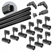 Lampy sufitowe - Zestaw szynowy 3 fazowy 9x Lampa GU10 3x szyna 1m 2x łącznik L Czarny - miniaturka - grafika 1