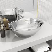 Umywalki - vidaXL Umywalka, 40 x 33 x 13,5 cm, ceramiczna, srebrna - miniaturka - grafika 1