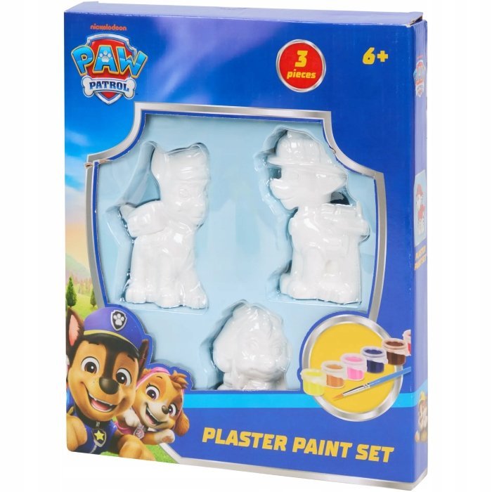 PSI PATROL. GIPSOWA FIGURKA DO POMALOWANIA. Z FARBAMI. ZESTAW 3 SZTUK