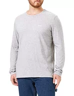 Koszulki męskie - BOSS Męska koszulka z długim rękawem Togn Curved z bawełny organicznej z zakrzywionym logo, Open Grey, L - miniaturka - grafika 1