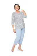 Piżamy damskie - PIŻAMA DAMSKA XL KROPKI ROZPINANA KRÓTKI RĘKAW 3/4 BAWEŁNIANA - miniaturka - grafika 1