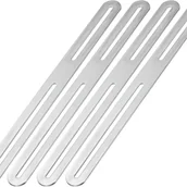 Zawiasy, okucia i inne akcesoria - Regulowana płaska płytka wzmacniająca ze śrubami do naprawy mocowań meblowych, srebrna, 375 mm, 4 sztuki - miniaturka - grafika 1