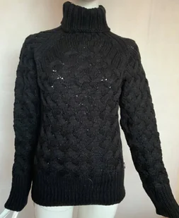 SWETER CZARNY DAMSKI CIEPLY GOLF HAND MADE - Swetry damskie - miniaturka - grafika 1