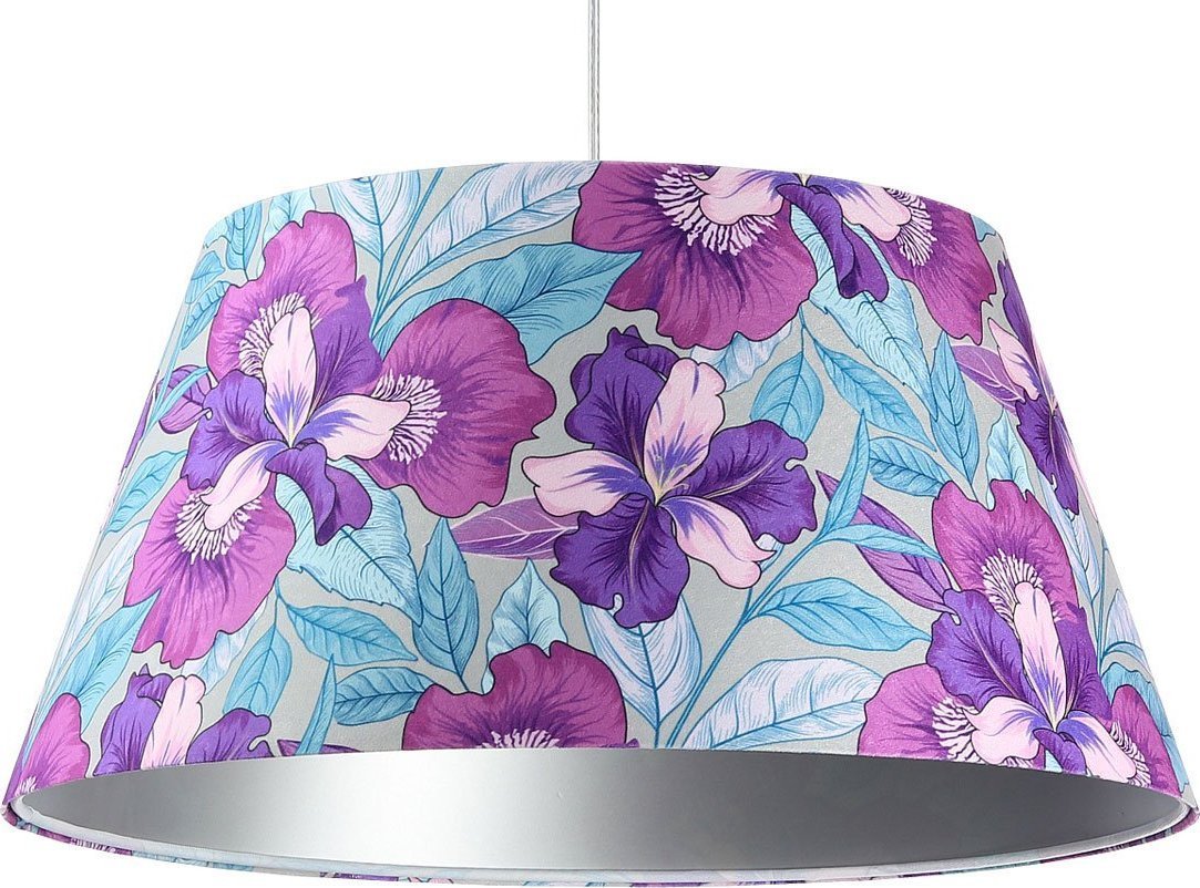 Lampa wisząca Lumes Fioletowa welurowa lampa wisząca w kwiaty - S413-Najra