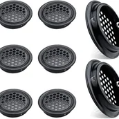 Kratki wentylacyjne - 8 szt. okrągłych kratek wentylacyjnych ze stali nierdzewnej do mebli kuchennych (53 mm, czarne) - miniaturka - grafika 1