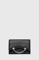 Portfele - Karl Lagerfeld portfel skórzany damski kolor czarny - miniaturka - grafika 1