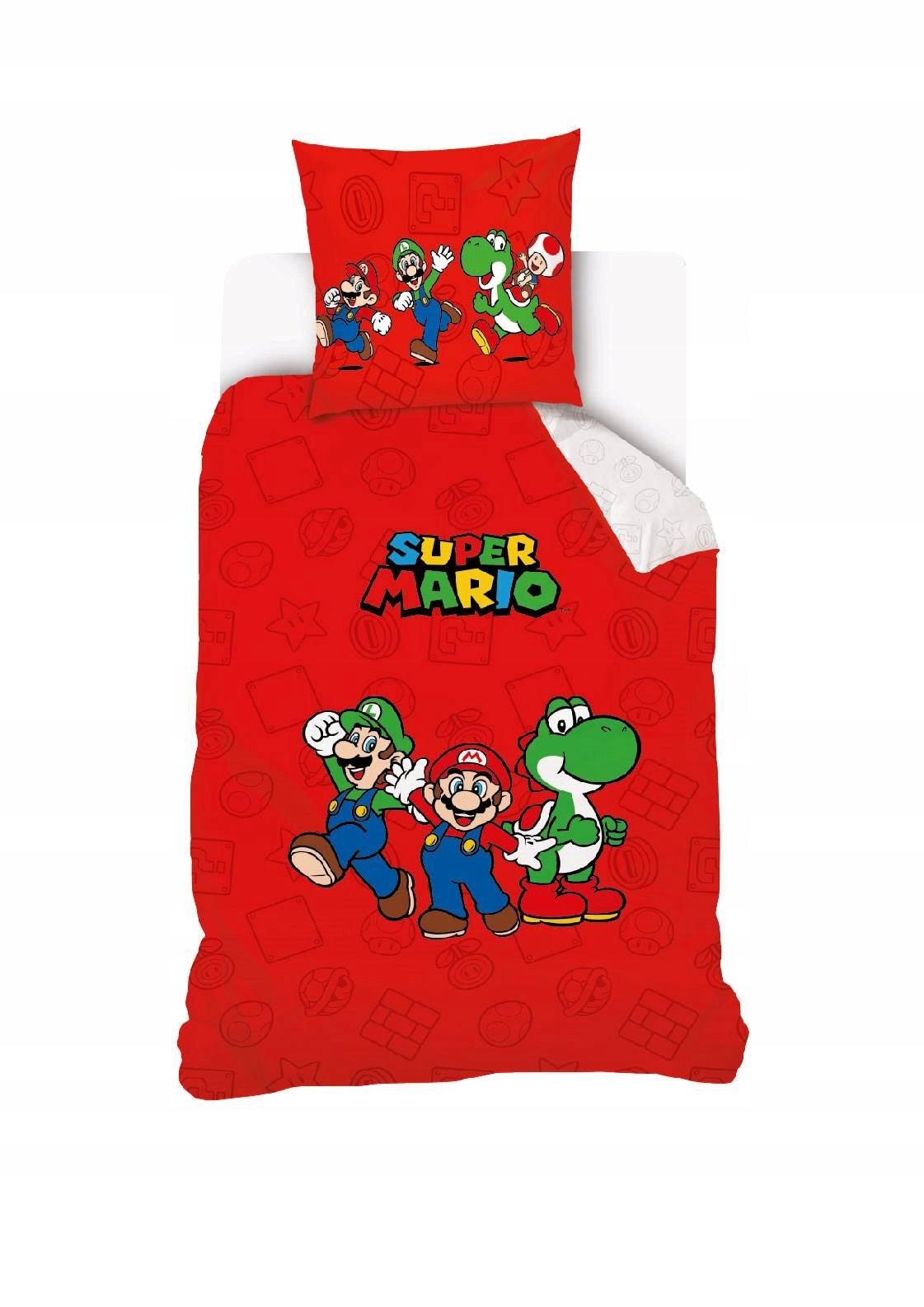 Pościel Dziecięca 140x200 cm Mario Luigi Nintendo Red 100% Bawełna