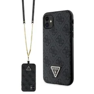 Etui i futerały do telefonów - Guess GUHCN61P4TDSCPK iPhone 11 / Xr 6.1" czarny/black hardcase Crossbody 4G Metal Logo - miniaturka - grafika 1