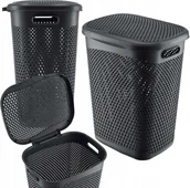 Kosze na bieliznę - KADAX Kosz Na Pranie Bieliznę z Pokrywą Pojemnik Duży 55L Szary - miniaturka - grafika 1