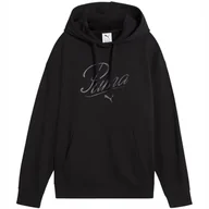 Bluzy damskie - Bluza damska Puma Ess Script Comfort Hoodie czarna 684983 01 XL - miniaturka - grafika 1