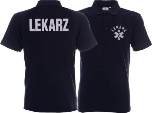 Promostars LPP - Koszulka Polo ratownicza granatowa męska odblaskowa