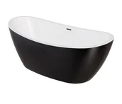 Wanny - Wanna wolnostojąca Besco Ayla 170x80 cm owalna czarny połysk syfon i maskownica czarny WAS-170ABCZ - miniaturka - grafika 1
