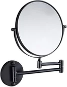 Lusterka do makijażu - 20 cm dwustronne składane lustro do makijażu montowane na ścianie, 3-krotne powiększenie (czarne) - miniaturka - grafika 1