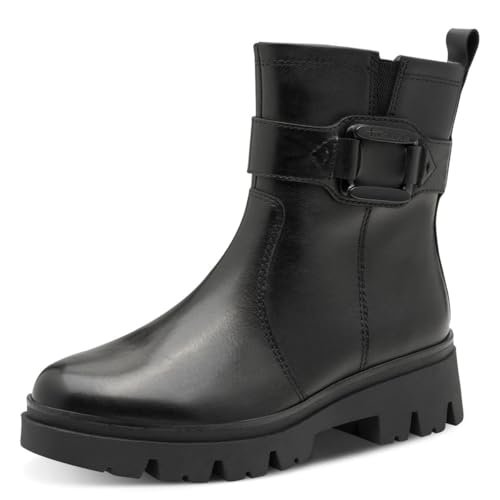 TAMARIS Damskie buty Comfort Boot Flat Półdługie kozaki, Black Nappa, 36 EU, Czarna papka, 36 EU