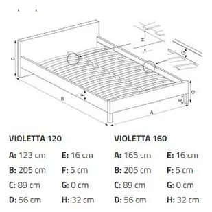 Halmar VIOLETTA 160 cm łóżko biały / czarny (3p=1szt) ze stelażem V-CH-VIOLETTA_160-LOZ-BIAŁY - Łóżka - miniaturka - grafika 1