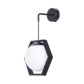 Lampy ścienne - Kaja ALFRED OLSZEWSKI Kinkiet z kloszem w czarnej geometrycznej ramce K-4789 z serii FAVO - miniaturka - grafika 1